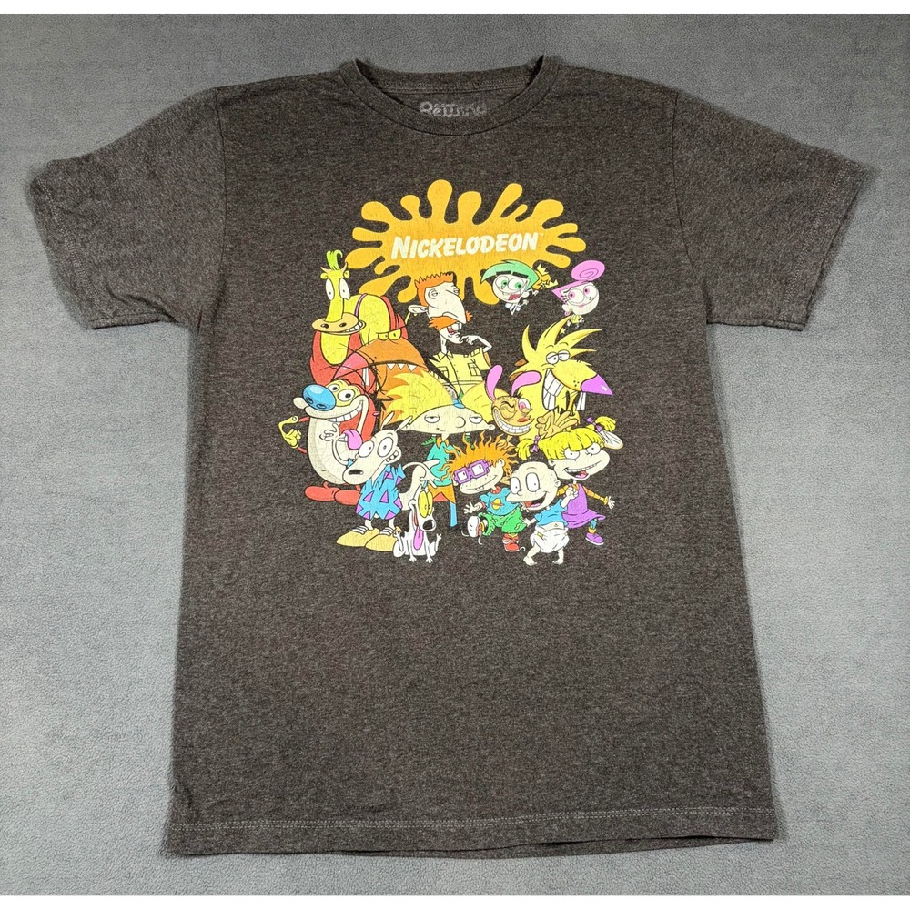 Rewind Nickelodeon Graphic T-Shirt Mens Small Charcoal Grey 90s Cartoons